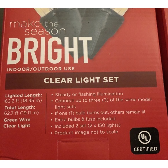 2 Boxes Make The Season Bright 300ct Clear Light Set...